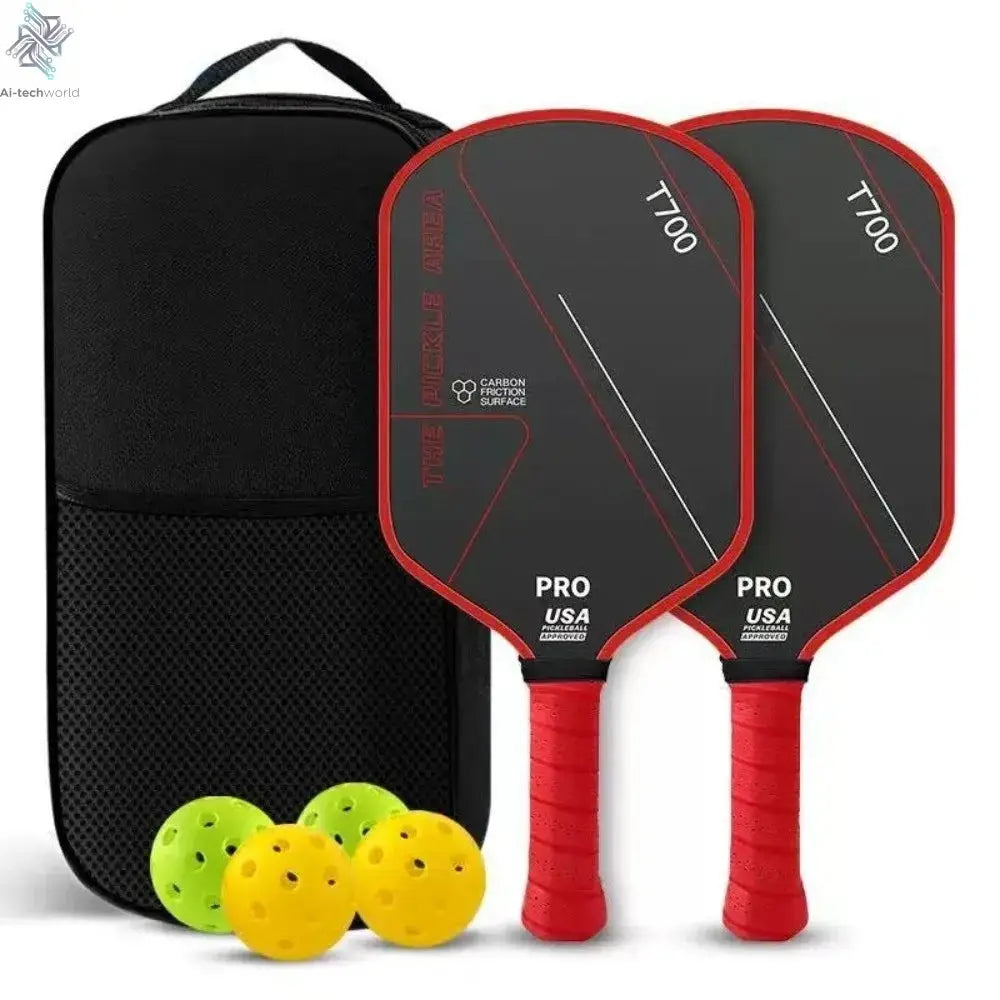 T700 Pickleball Paddle 16MM Carbon Fiber Pickleball Rackets Set Frosted Surface USAPA Approved Professional Game Supplies Ai-TechWorld 