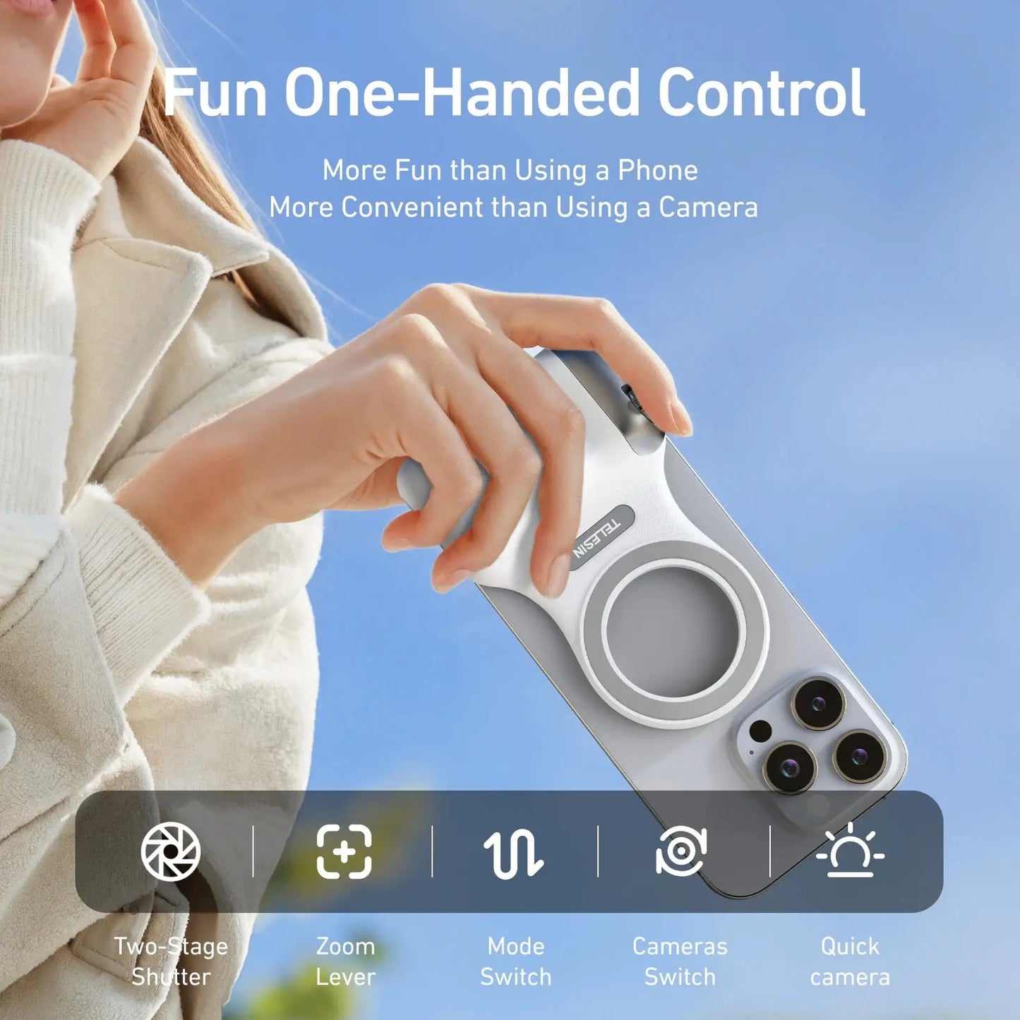TELESIN Magnetic Phone Camera Shoot Hand Grip Phone Holder Shooting Aid Remote Control Handle for Iphone HUAWEI SAMSUNG Phone Ai-TechWorld 