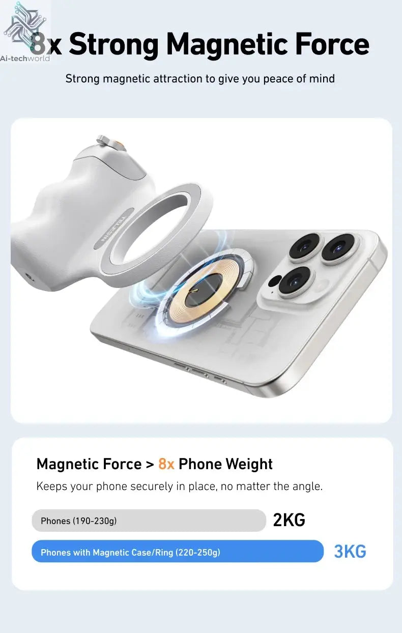 TELESIN Magnetic Phone Camera Shoot Hand Grip Phone Holder Shooting Aid Remote Control Handle for Iphone HUAWEI SAMSUNG Phone Ai-TechWorld 