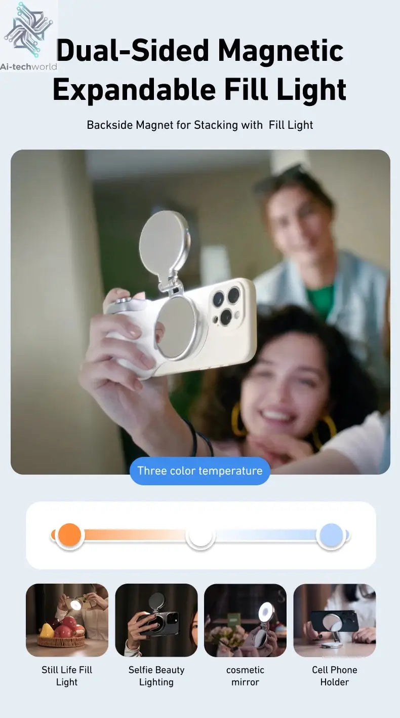 TELESIN Magnetic Phone Camera Shoot Hand Grip Phone Holder Shooting Aid Remote Control Handle for Iphone HUAWEI SAMSUNG Phone Ai-TechWorld 