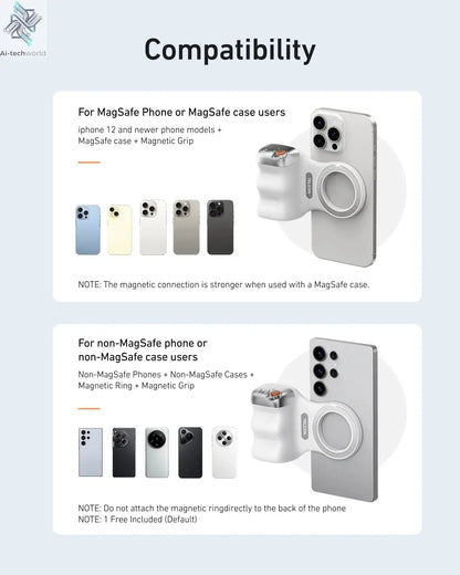 TELESIN Magnetic Phone Camera Shoot Hand Grip Phone Holder Shooting Aid Remote Control Handle for Iphone HUAWEI SAMSUNG Phone Ai-TechWorld 