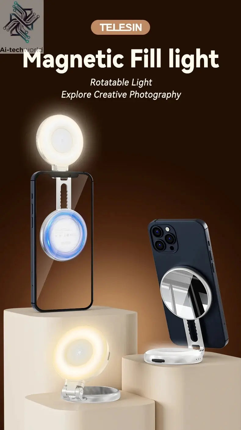 TELESIN Magnetic Phone Camera Shoot Hand Grip Phone Holder Shooting Aid Remote Control Handle for Iphone HUAWEI SAMSUNG Phone Ai-TechWorld 