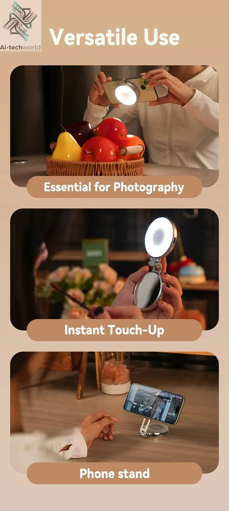 TELESIN Magnetic Phone Camera Shoot Hand Grip Phone Holder Shooting Aid Remote Control Handle for Iphone HUAWEI SAMSUNG Phone Ai-TechWorld 