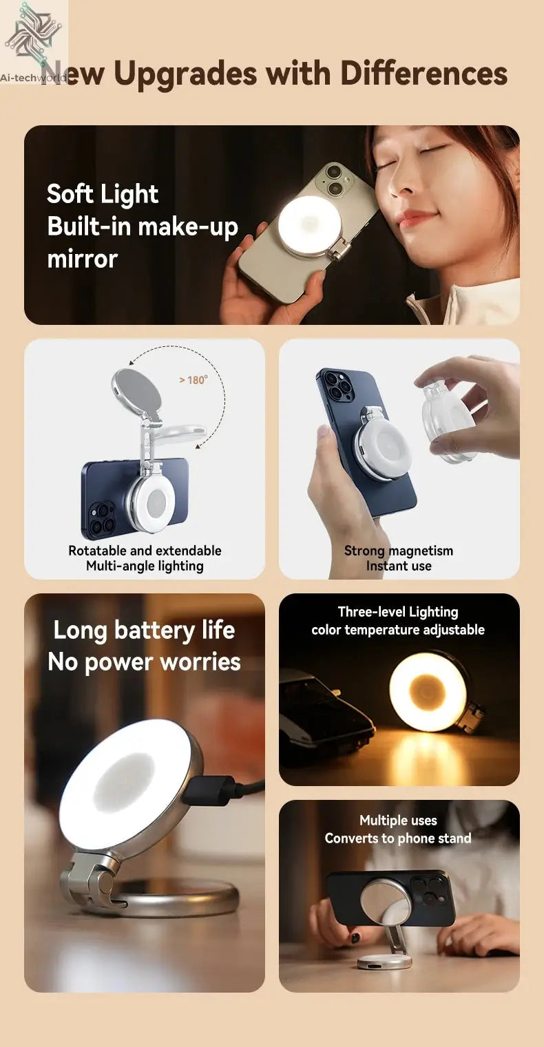 TELESIN Magnetic Phone Camera Shoot Hand Grip Phone Holder Shooting Aid Remote Control Handle for Iphone HUAWEI SAMSUNG Phone Ai-TechWorld 