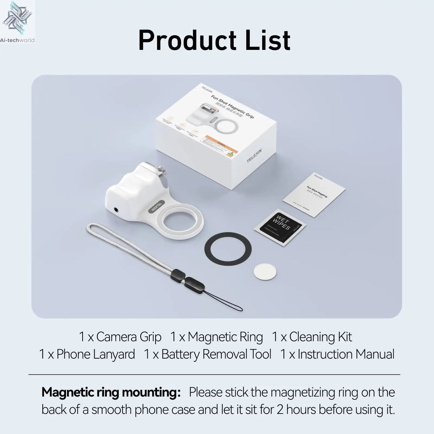 TELESIN Magnetic Phone Camera Shoot Hand Grip Phone Holder Shooting Aid Remote Control Handle for Iphone HUAWEI SAMSUNG Phone Ai-TechWorld 