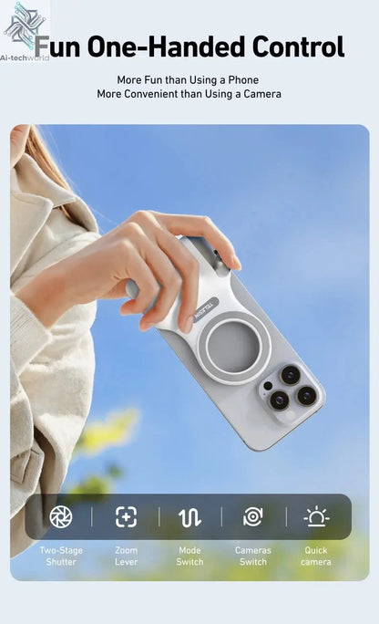 TELESIN Phone Camera Shoot Hand Grip Magnetic Smart Phone Holder Shooting Aid Remote Control Handle For Iphone Android Phone Ai-TechWorld 