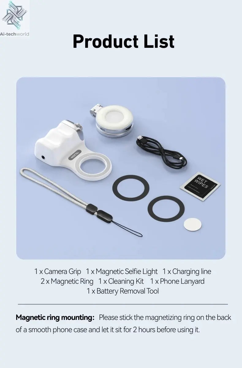 TELESIN Phone Camera Shoot Hand Grip Magnetic Smart Phone Holder Shooting Aid Remote Control Handle For Iphone Android Phone Ai-TechWorld 