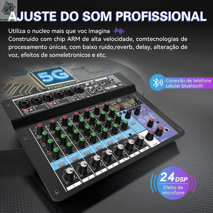 TEYUN A8 Channel Audio Mixer Professional Portable 24 DSP Mixer Sound Table Board Digital MP3 Computer Input 48v Power Number A6 Ai-TechWorld 