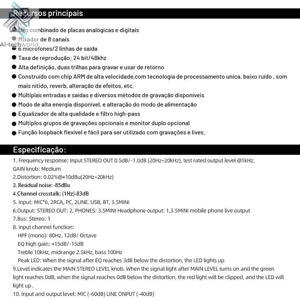 TEYUN A8 Channel Audio Mixer Professional Portable 24 DSP Mixer Sound Table Board Digital MP3 Computer Input 48v Power Number A6 Ai-TechWorld 