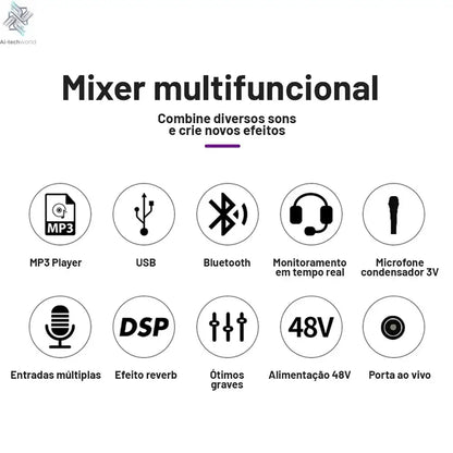 TEYUN A8 Channel Audio Mixer Professional Portable 24 DSP Mixer Sound Table Board Digital MP3 Computer Input 48v Power Number A6 Ai-TechWorld 