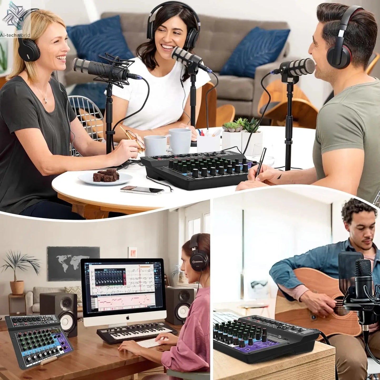 TEYUN A8 Channel Audio Mixer Professional Portable 24 DSP Mixer Sound Table Board Digital MP3 Computer Input 48v Power Number A6 Ai-TechWorld 