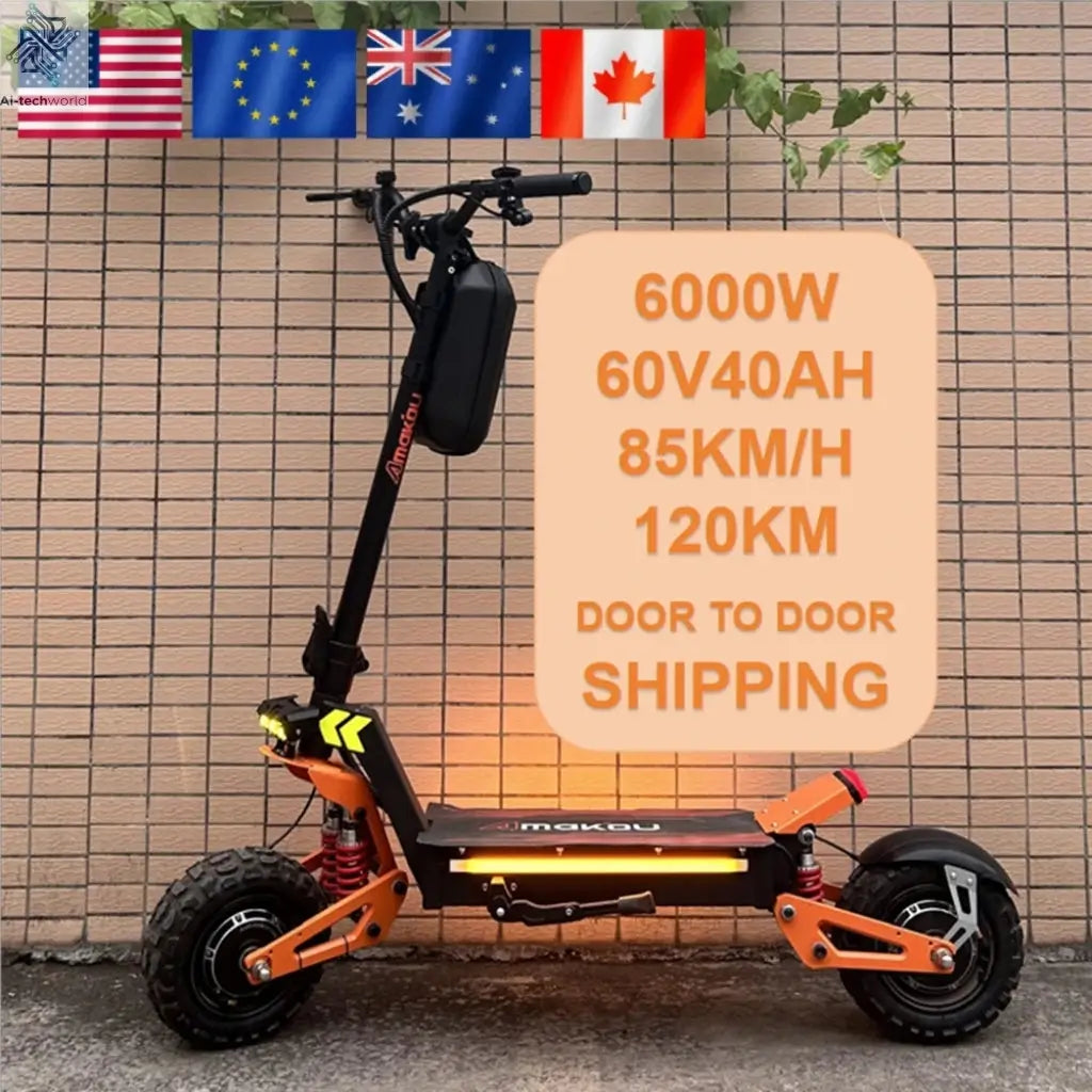 TOURSOR X5 11Inch 6000W Dual Motor Electric Scooter 85KM/H 120KM Long Range Off Road Foldable Electric Kick Scooter for adult - Ai-TechWorld