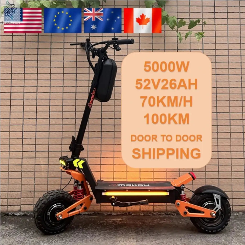 TOURSOR X5 11Inch 6000W Dual Motor Electric Scooter 85KM/H 120KM Long Range Off Road Foldable Electric Kick Scooter for adult - Ai-TechWorld