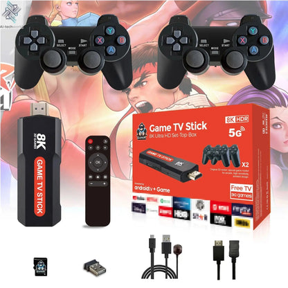 TV Stick X2 Game TV Box 64GB 10000+ gaming HD 8K 5G WiFi high-definition retro video game console wireless simulator PK Q9 Stick Ai-TechWorld 