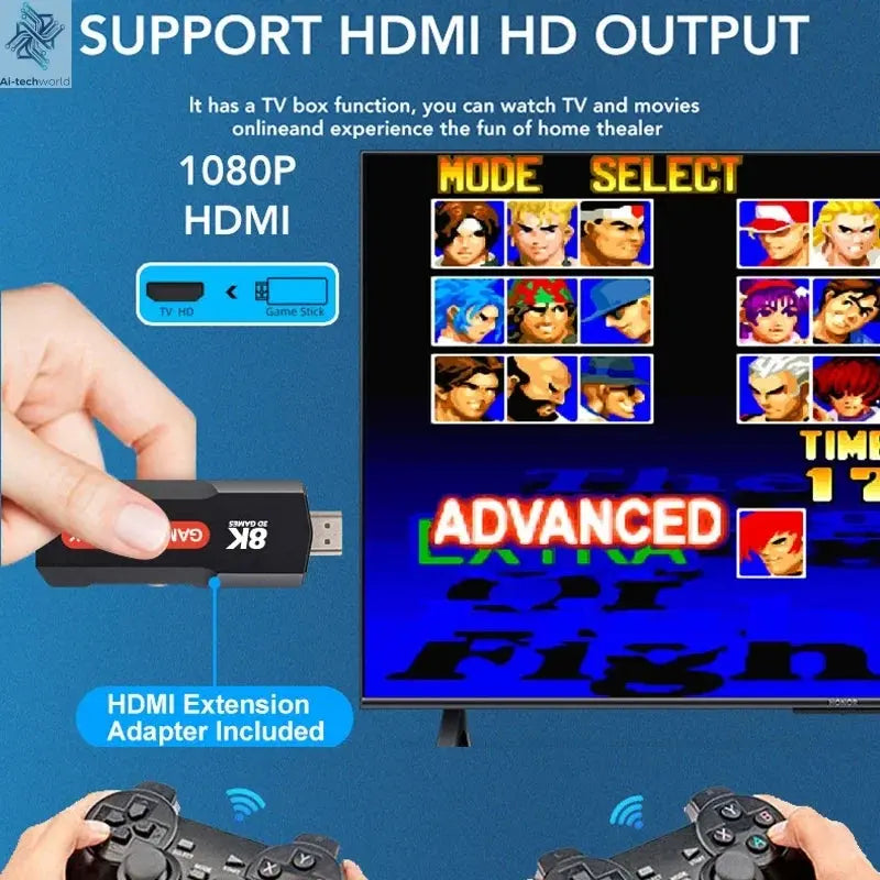 TV Stick X2 Game TV Box 64GB 10000+ gaming HD 8K 5G WiFi high-definition retro video game console wireless simulator PK Q9 Stick Ai-TechWorld 