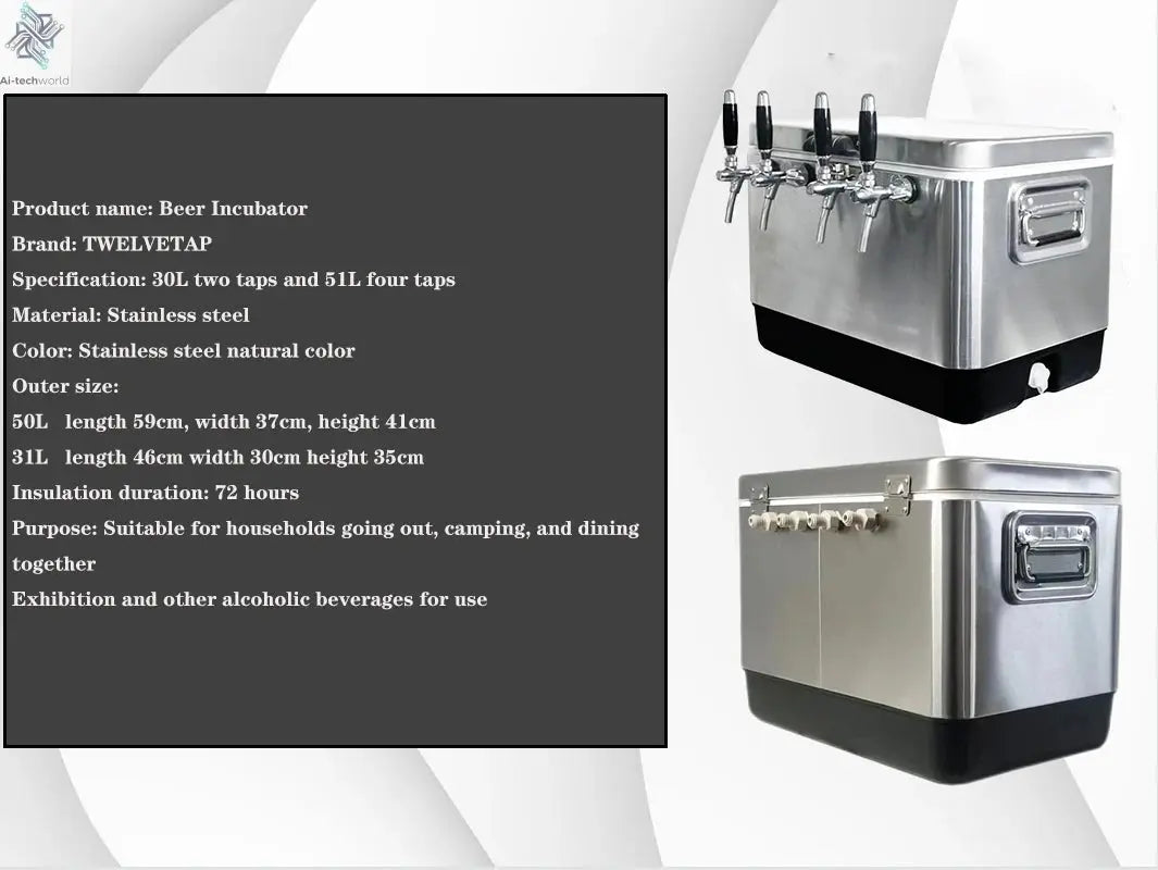 TWELVETAP Jockey Box  Craft Beer Cooling Box Homebrew Portable Bar Stainless Steel Housing Coils Material Outdoor Refrigeration Ai-TechWorld 