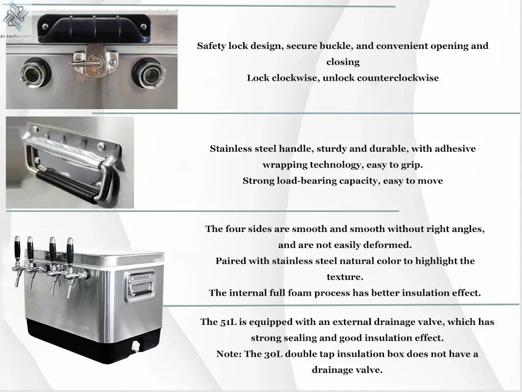 TWELVETAP Jockey Box  Craft Beer Cooling Box Homebrew Portable Bar Stainless Steel Housing Coils Material Outdoor Refrigeration Ai-TechWorld 