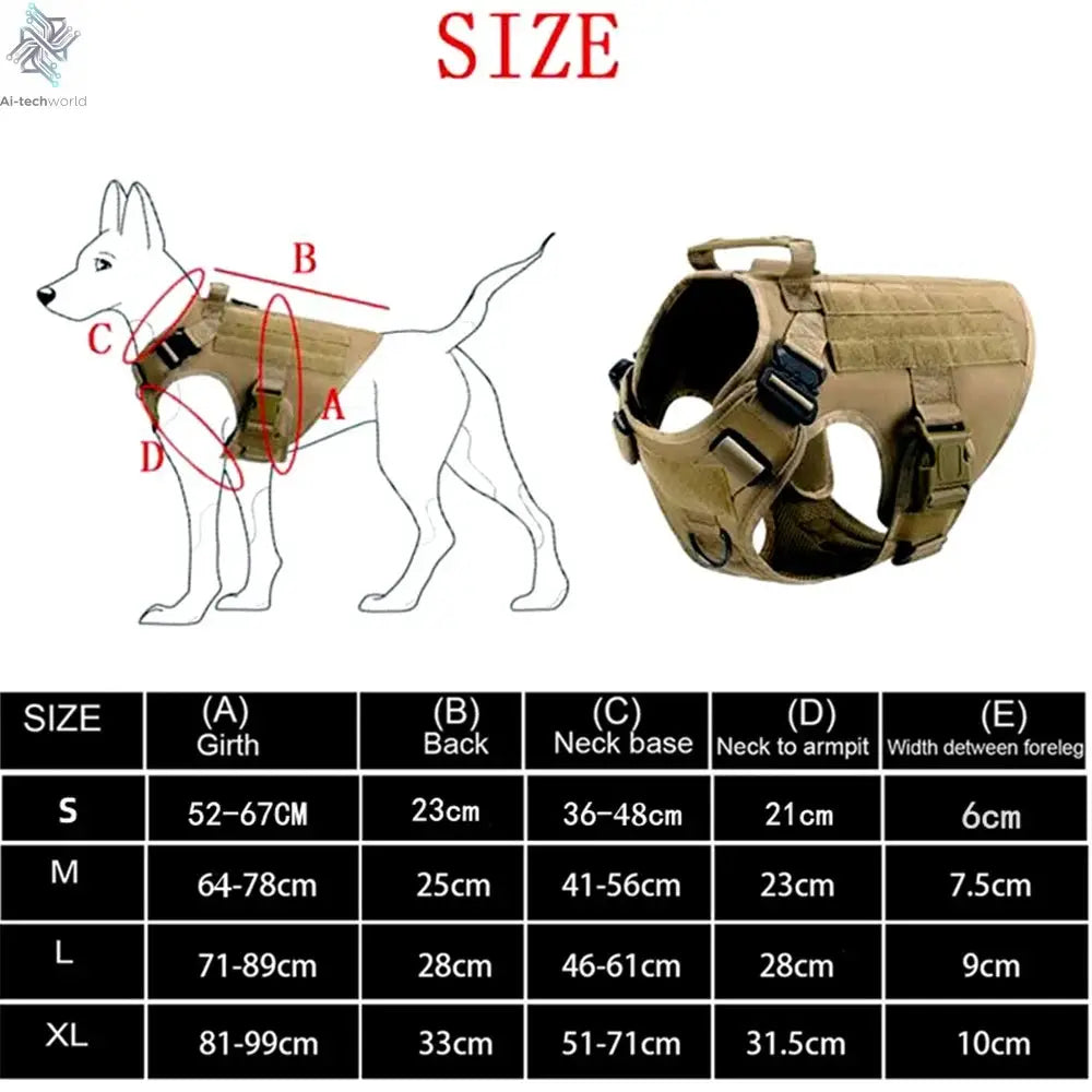 Tactical Military Vest Pet German Shepherd Golden Retriever Tactical  Training Dog Harness and Leash Set For All Breeds Dogs Ai-TechWorld 