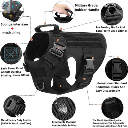 Tactical Military Vest Pet German Shepherd Golden Retriever Tactical  Training Dog Harness and Leash Set For All Breeds Dogs Ai-TechWorld 