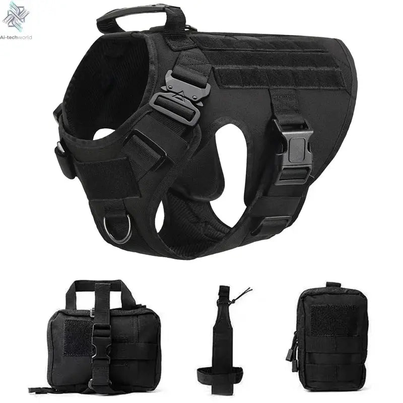 Tactical Military Vest Pet German Shepherd Golden Retriever Tactical  Training Dog Harness and Leash Set For All Breeds Dogs Ai-TechWorld 
