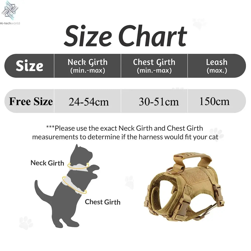 Tactical Puppy Harness Leash For Small Dogs Cats Adjustable Kitten Vest For Military Service Dog Working Training Walking Ai-TechWorld 