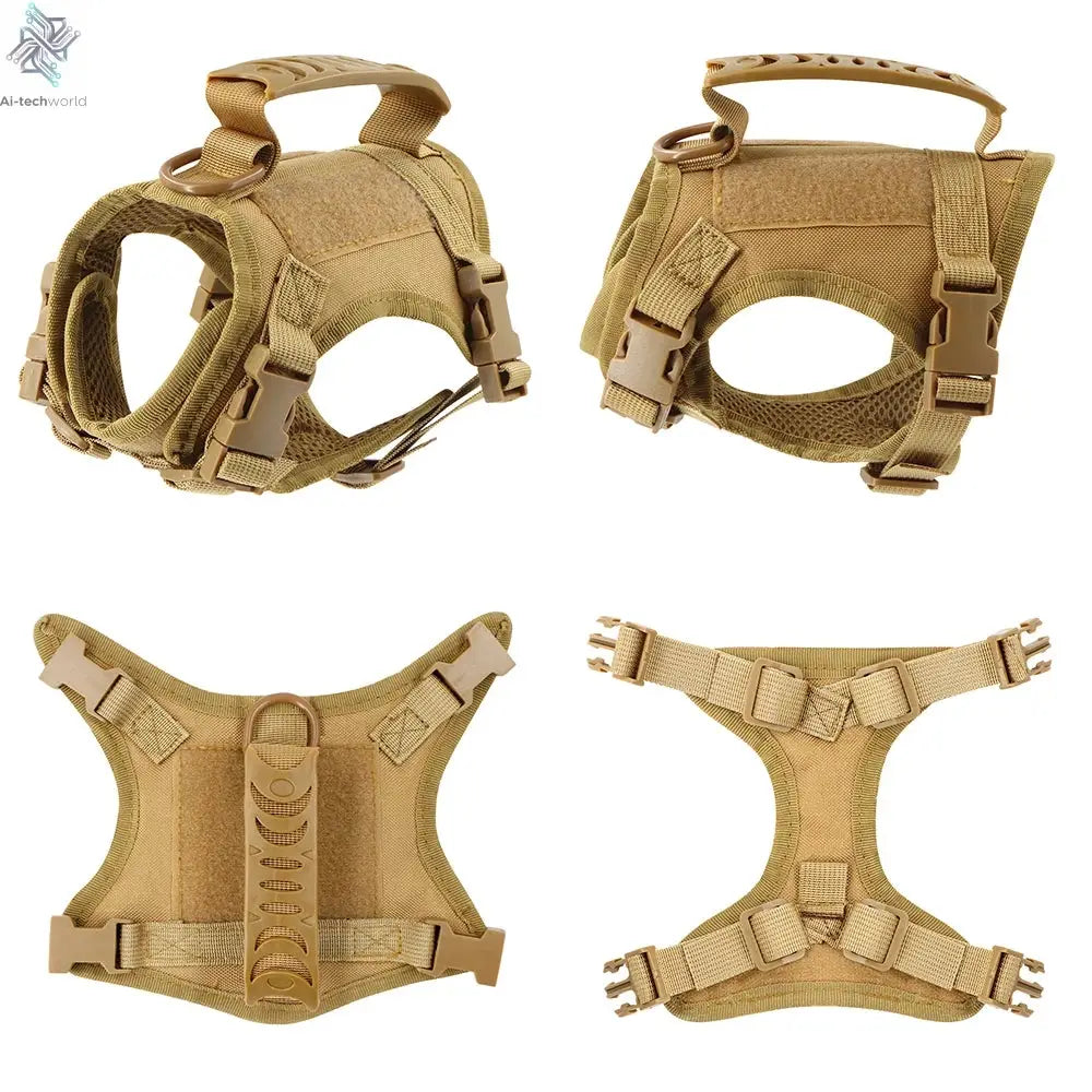 Tactical Puppy Harness Leash For Small Dogs Cats Adjustable Kitten Vest For Military Service Dog Working Training Walking Ai-TechWorld 