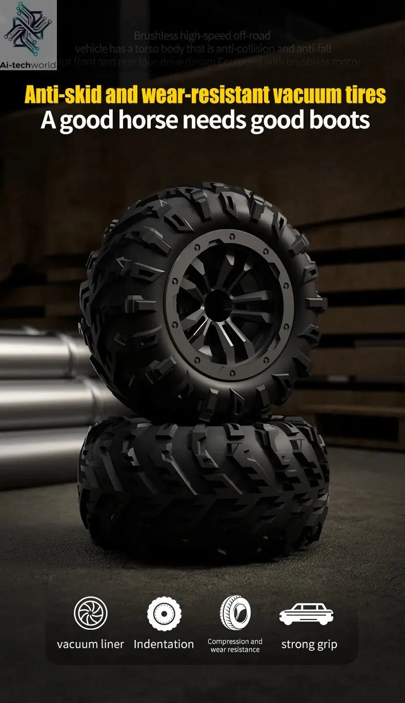 Teeggi 16101 /16102 PRO 1:16 High Speed RC Car With LED Light Drift 70KM/H 4WD RC Off-Road Car Monster Truck Toy For Kid Gifts Ai-TechWorld 