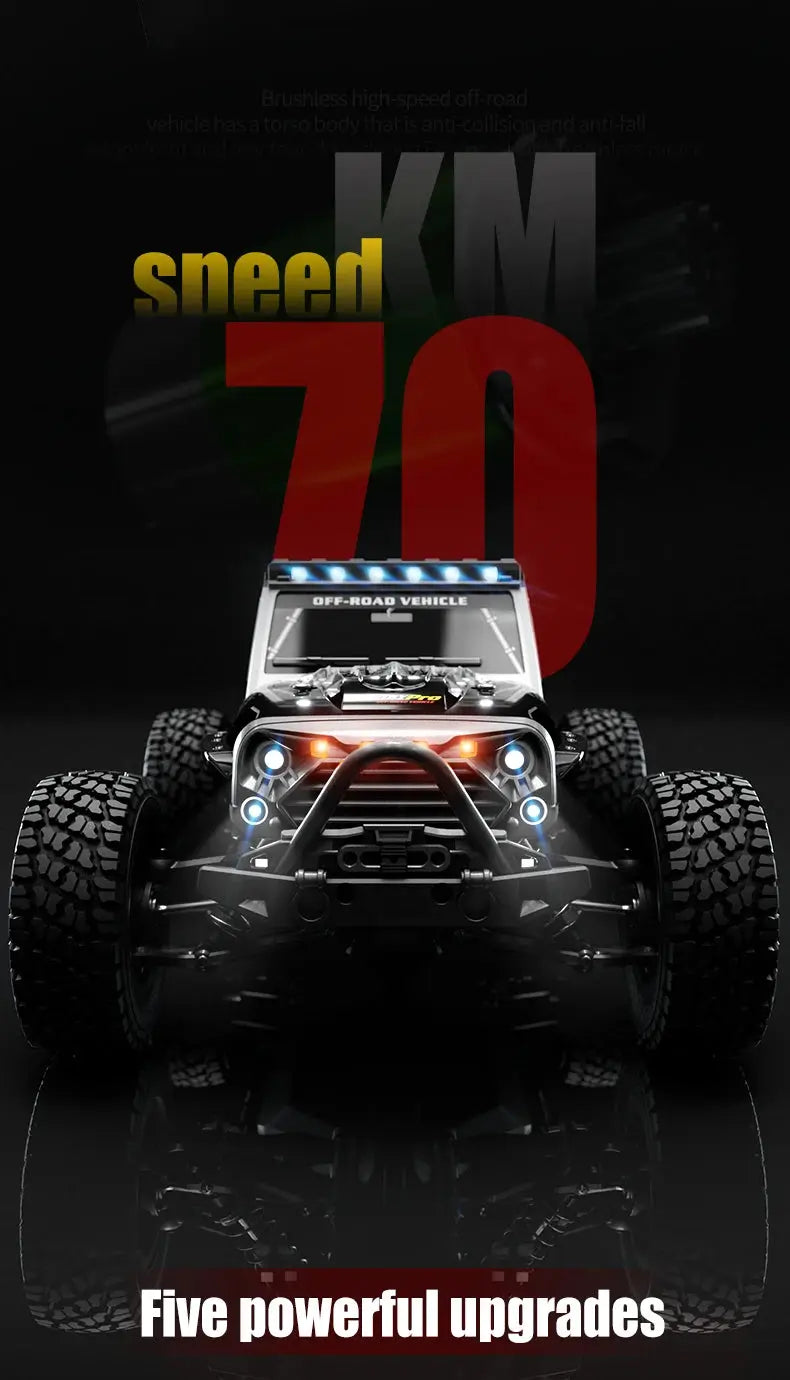 Teeggi 16101 /16102 PRO 1:16 High Speed RC Car With LED Light Drift 70KM/H 4WD RC Off-Road Car Monster Truck Toy For Kid Gifts Ai-TechWorld 