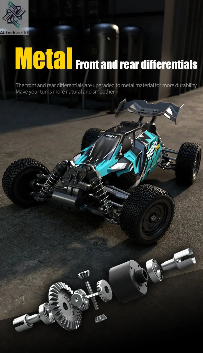 Teeggi 16101 /16102 PRO 1:16 High Speed RC Car With LED Light Drift 70KM/H 4WD RC Off-Road Car Monster Truck Toy For Kid Gifts Ai-TechWorld 