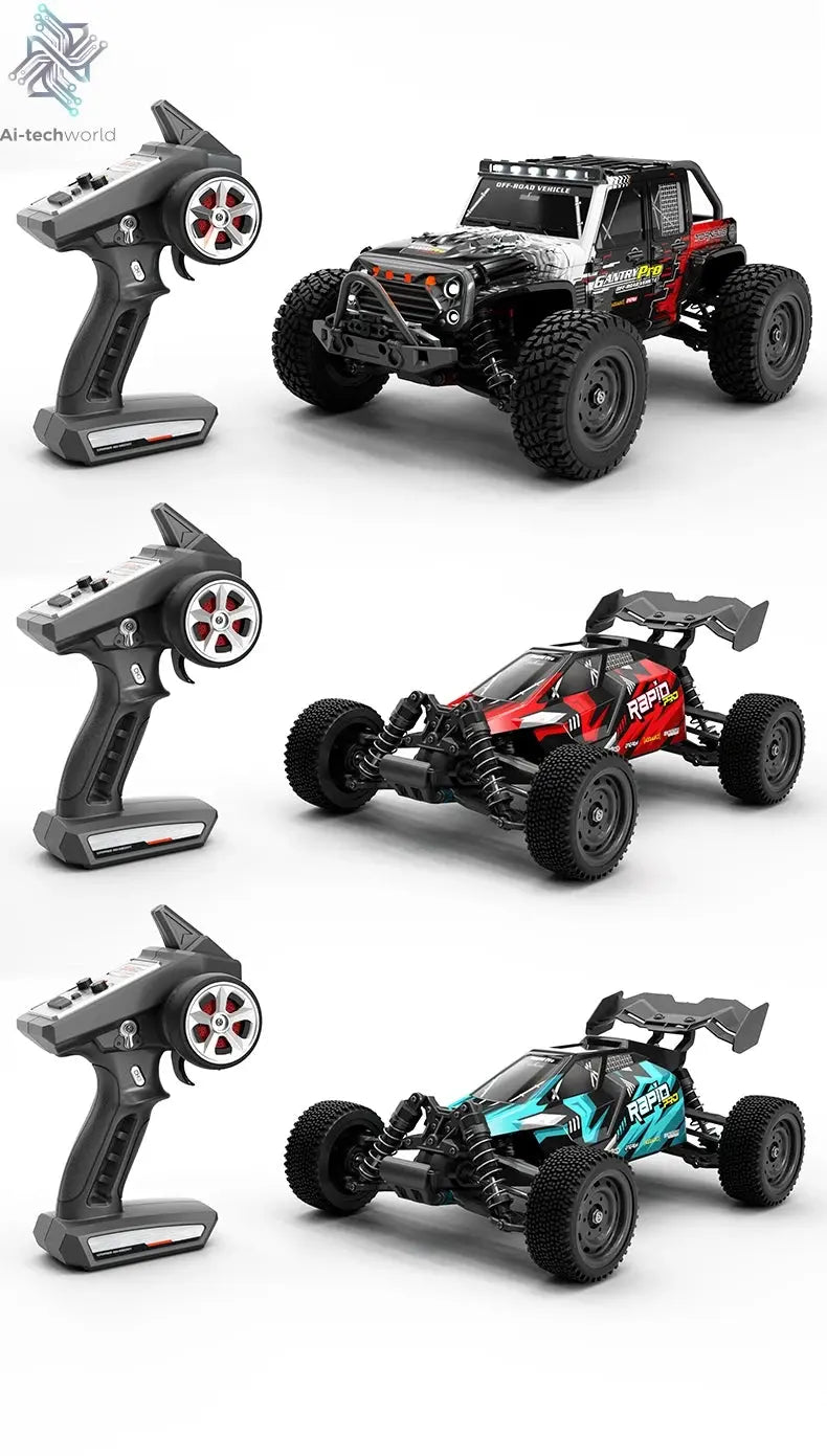 Teeggi 16101 /16102 PRO 1:16 High Speed RC Car With LED Light Drift 70KM/H 4WD RC Off-Road Car Monster Truck Toy For Kid Gifts Ai-TechWorld 
