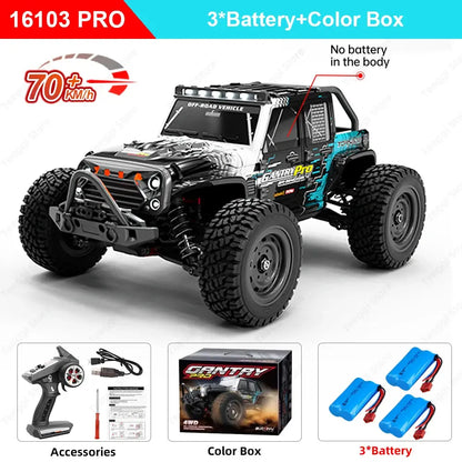 Teeggi 16101 /16102 PRO 1:16 High Speed RC Car With LED Light Drift 70KM/H 4WD RC Off-Road Car Monster Truck Toy For Kid Gifts Ai-TechWorld 