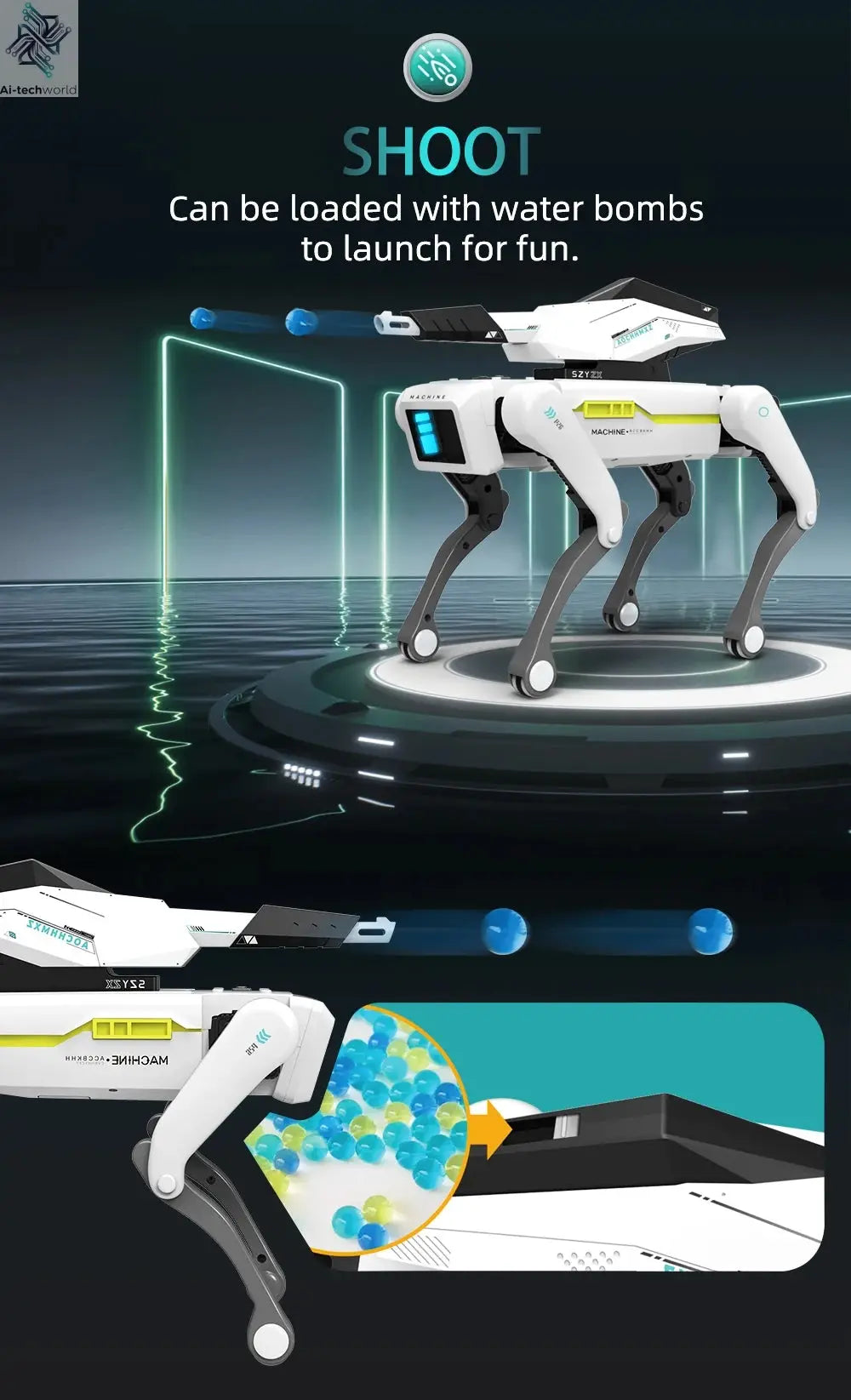 Teeggi Electric RC Intelligent Robot Dog with Clip Multifunction RC Mechanical Dog Educational Toy Bionic Smart Robot Toy Gift Ai-TechWorld 