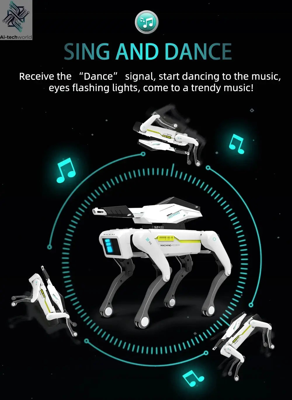 Teeggi Electric RC Intelligent Robot Dog with Clip Multifunction RC Mechanical Dog Educational Toy Bionic Smart Robot Toy Gift Ai-TechWorld 