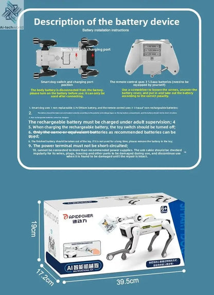 Teeggi Electric RC Intelligent Robot Dog with Clip Multifunction RC Mechanical Dog Educational Toy Bionic Smart Robot Toy Gift Ai-TechWorld 