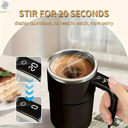 Temperature display automatic stirring cup, rechargeable magnetic automatic stirring coffee cup, portable travel water cup Ai-TechWorld 