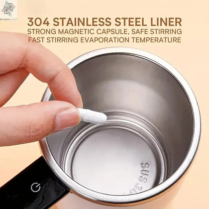Temperature display automatic stirring cup, rechargeable magnetic automatic stirring coffee cup, portable travel water cup Ai-TechWorld 