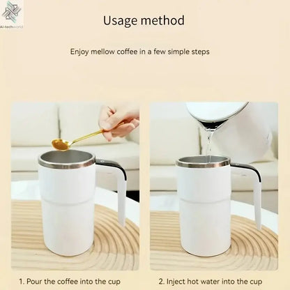 Temperature display automatic stirring cup, rechargeable magnetic automatic stirring coffee cup, portable travel water cup Ai-TechWorld 