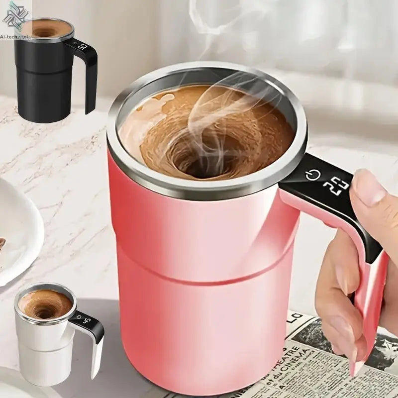 Temperature display automatic stirring cup, rechargeable magnetic automatic stirring coffee cup, portable travel water cup Ai-TechWorld 