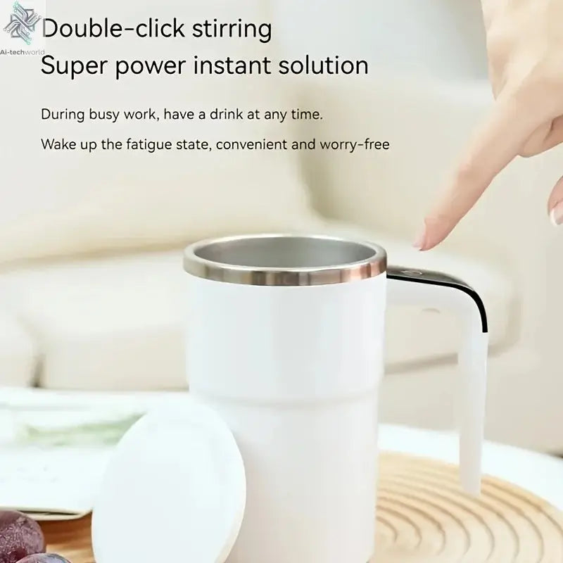 Temperature display automatic stirring cup, rechargeable magnetic automatic stirring coffee cup, portable travel water cup Ai-TechWorld 