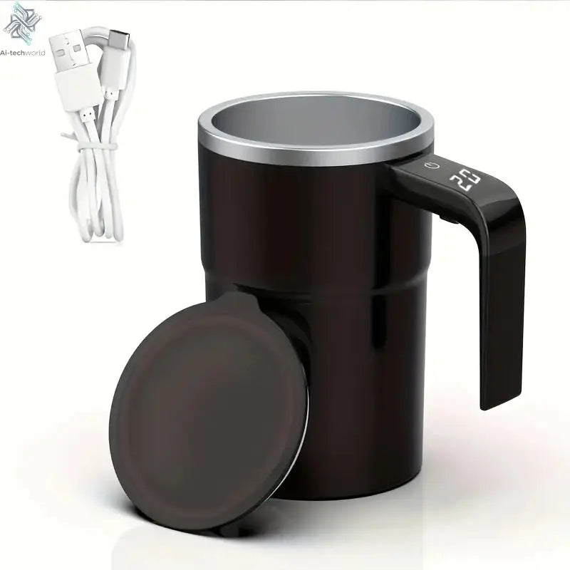 Temperature display automatic stirring cup, rechargeable magnetic automatic stirring coffee cup, portable travel water cup Ai-TechWorld 