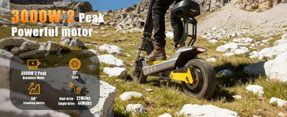 Terrosor 3000Wx2 Adult Electric Scooter Dual Motor Top Speed 50MPH,60V35AH, 11-inch Off-Road Tires Sport Folding EScooter Ai-TechWorld 