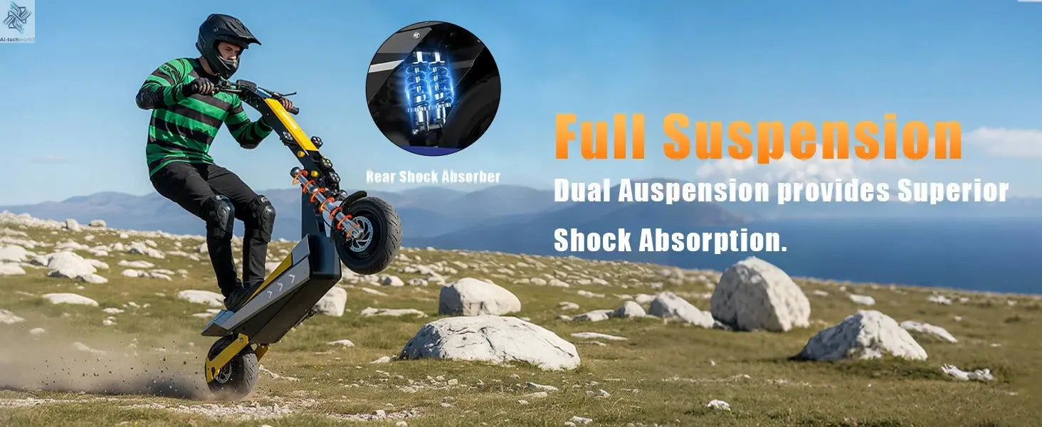 Terrosor 3000Wx2 Adult Electric Scooter Dual Motor Top Speed 50MPH,60V35AH, 11-inch Off-Road Tires Sport Folding EScooter Ai-TechWorld 