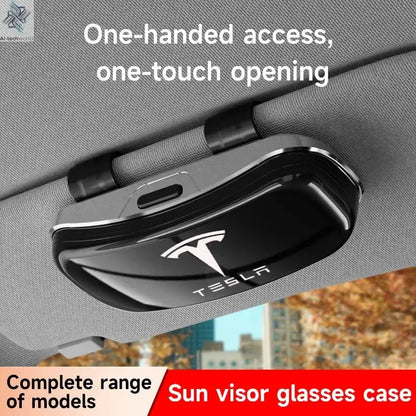 Tesla car sun visor glasses case can be easily picked up and stored for easy storage and cannot shake off thick sponge lining - Ai-TechWorld