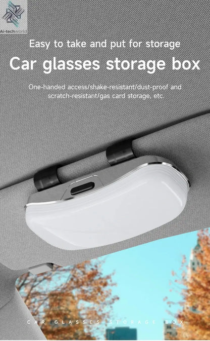 Tesla car sun visor glasses case can be easily picked up and stored for easy storage and cannot shake off thick sponge lining - Ai-TechWorld