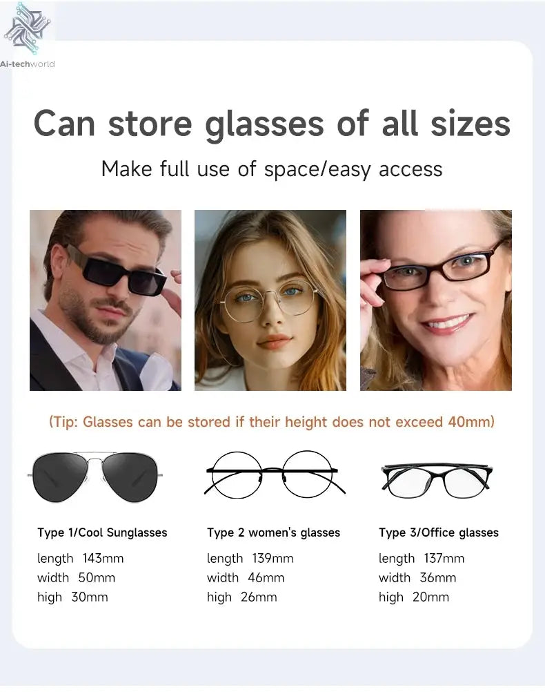 Tesla car sun visor glasses case can be easily picked up and stored for easy storage and cannot shake off thick sponge lining - Ai-TechWorld