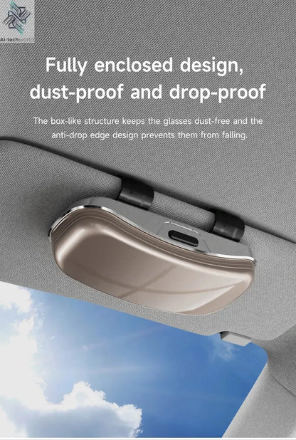 Tesla car sun visor glasses case can be easily picked up and stored for easy storage and cannot shake off thick sponge lining - Ai-TechWorld