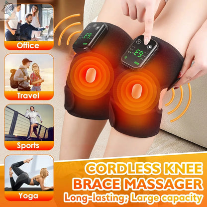 Thermal Knee Massager 3 in 1 Shoulder Knee Elbow Heating Massage Support Brace Rechargeable Vibration Pad Machine Muscle Relax Ai-TechWorld 