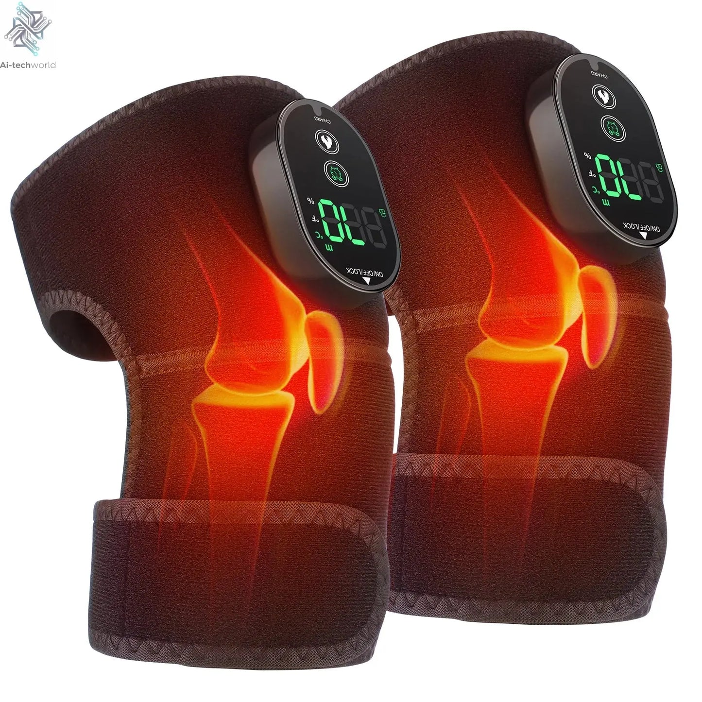 Thermal Knee Massager 3 in 1 Shoulder Knee Elbow Heating Massage Support Brace Rechargeable Vibration Pad Machine Muscle Relax Ai-TechWorld 
