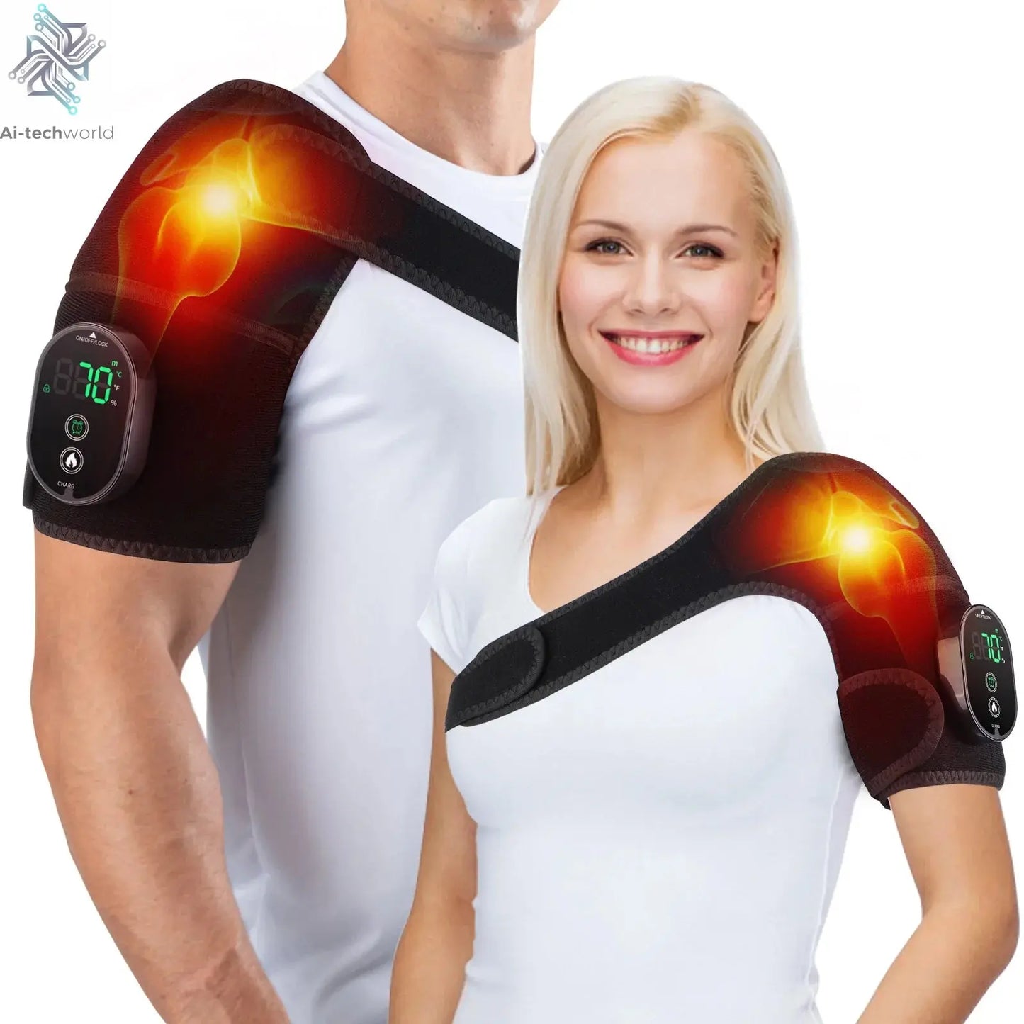 Thermal Knee Massager 3 in 1 Shoulder Knee Elbow Heating Massage Support Brace Rechargeable Vibration Pad Machine Muscle Relax Ai-TechWorld 