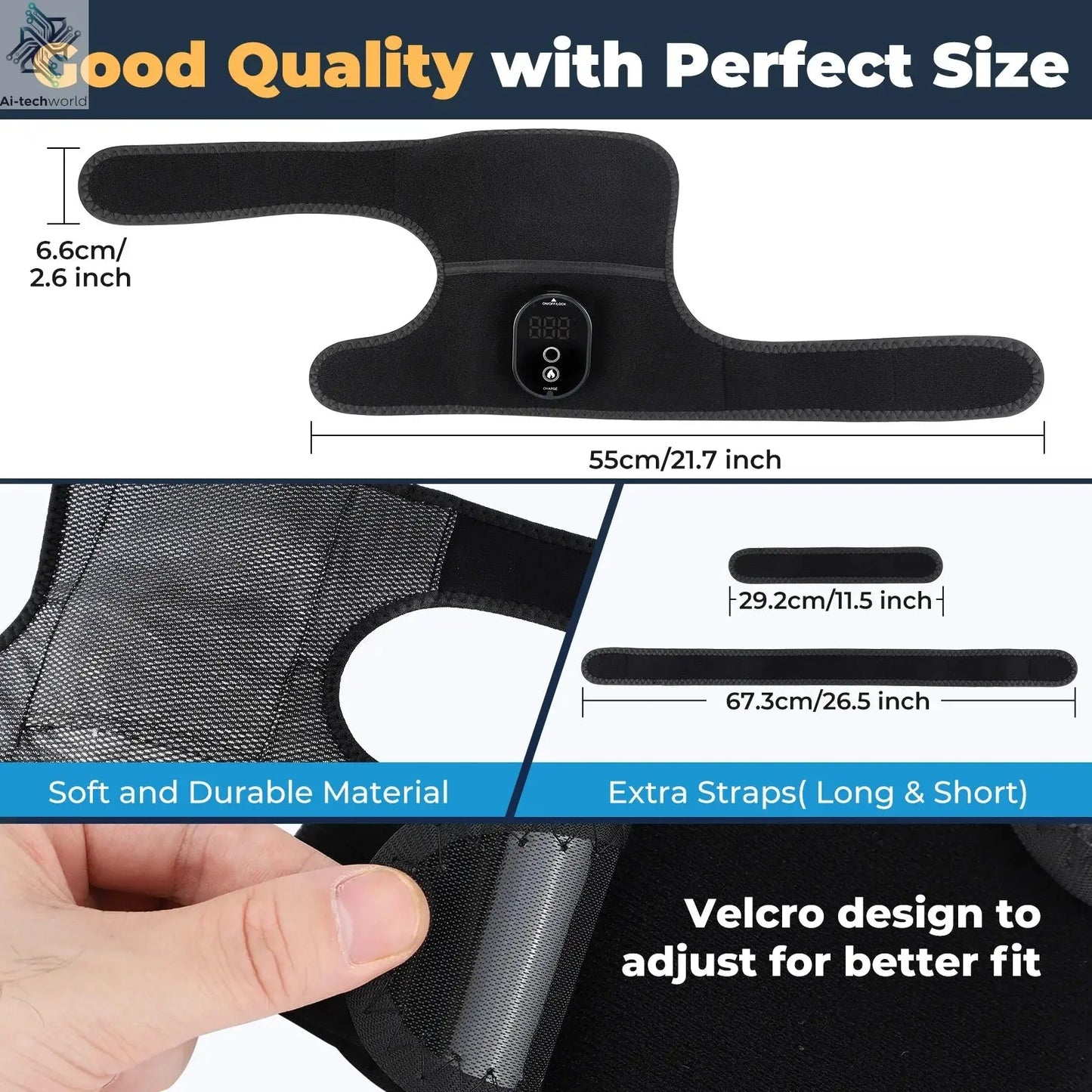 Thermal Knee Massager 3 in 1 Shoulder Knee Elbow Heating Massage Support Brace Rechargeable Vibration Pad Machine Muscle Relax Ai-TechWorld 
